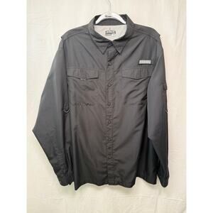 Habit Men's Long Sleeve Fishing Shirt, UPF 40, Black, Size XL